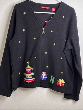 NWT Merry & Bright Christmas Zip Up Cardigan Sweater Size XL